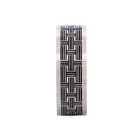 Brushed Steel Black Enamel Brick Pattern Ring thumbnail 1