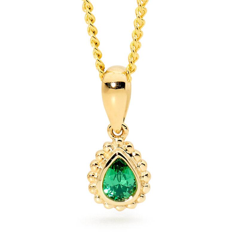 Teardrop Pendant with Green CZ- Micro Gems - Monroe Yorke Diamonds