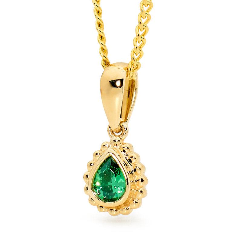 Teardrop Pendant with Green CZ- Micro Gems - Monroe Yorke Diamonds