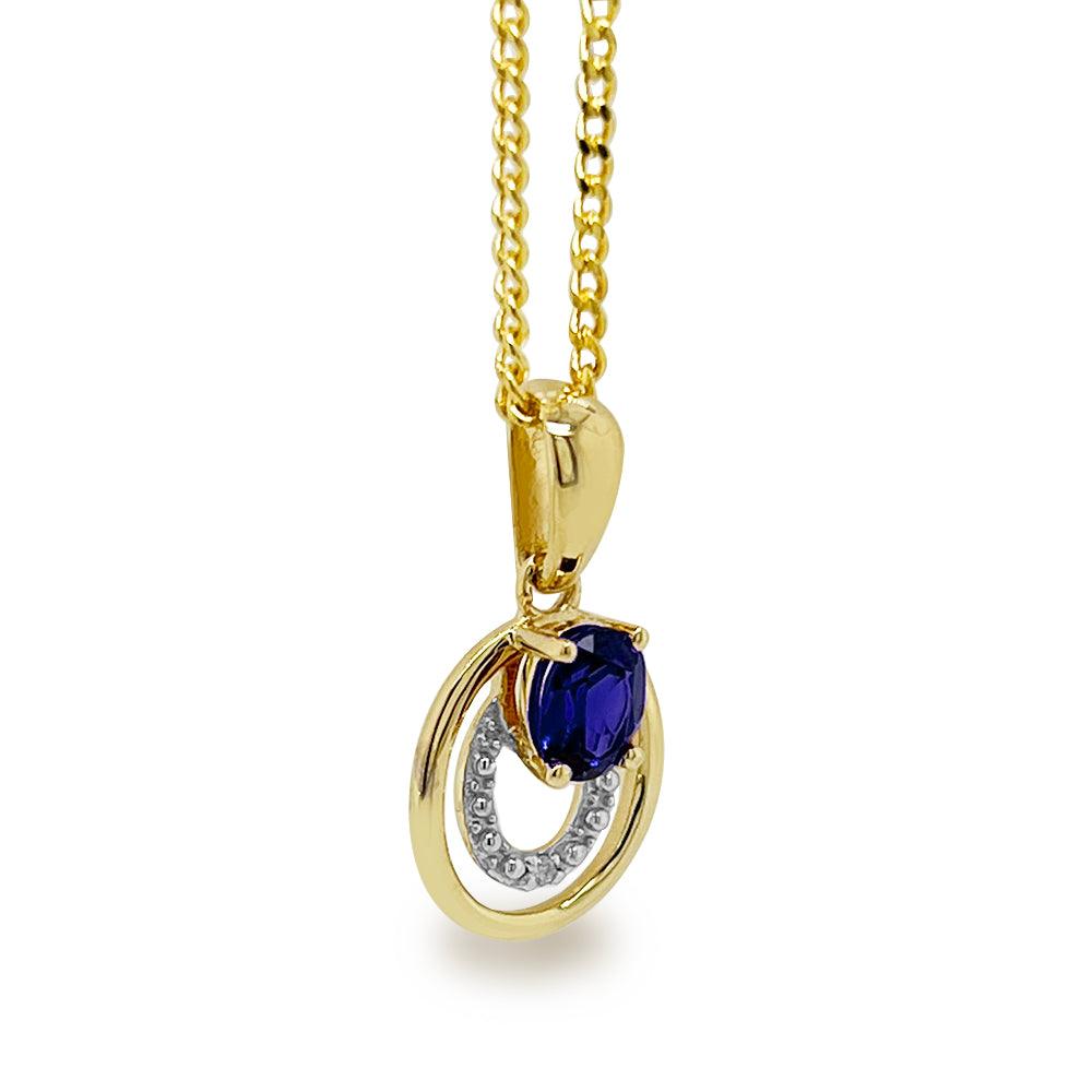 Sapphire Dress Pendant with Diamond - Monroe Yorke Diamonds — view 2