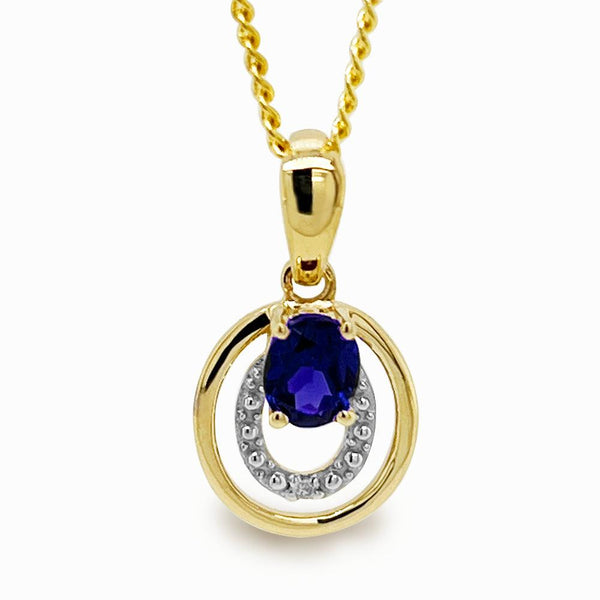 Sapphire Dress Pendant with Diamond - Monroe Yorke Diamonds