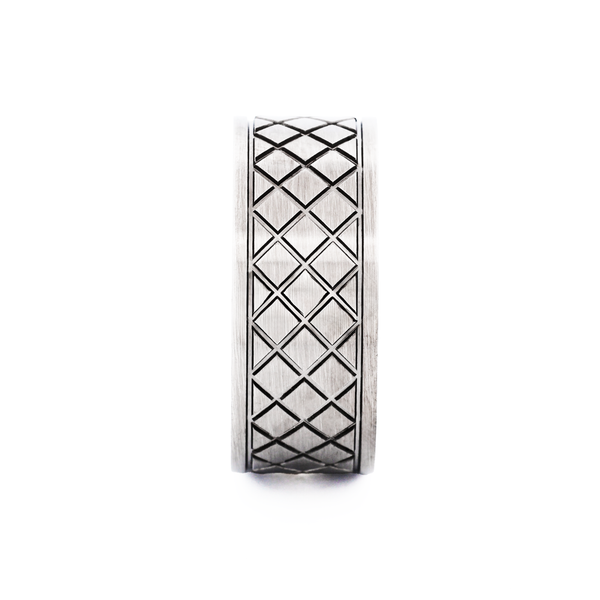 Gunmetal Cross Pattern Ring