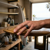 Brushed Black Signet Ring thumbnail 2