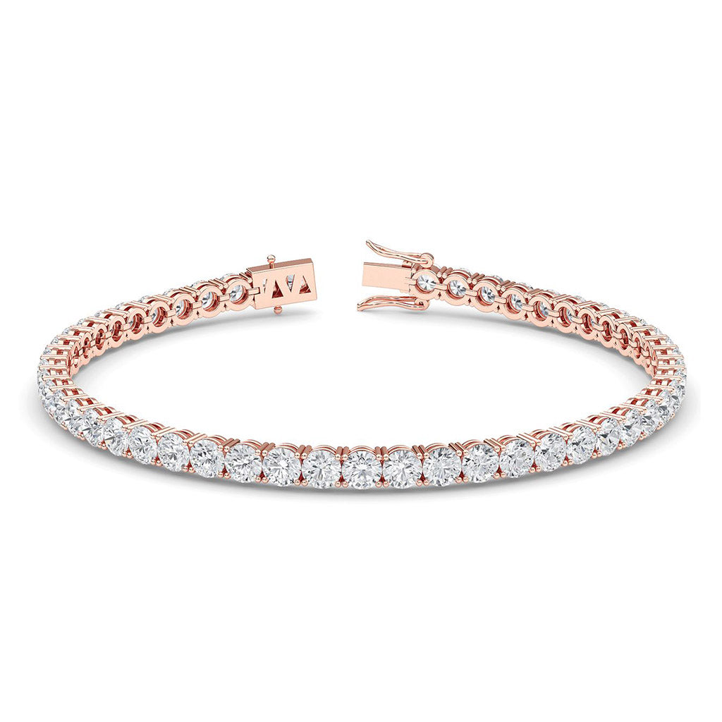 7 carat lab grown diamond tennis bracelet. setting in 18ct rose gold. 