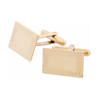 9ct Yellow Gold Engine Turn Rectangle Cufflinks thumbnail 1