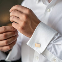 9ct Yellow Gold Engine Turn Rectangle Cufflinks thumbnail 2