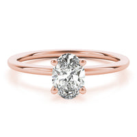 Margot oval diamond solitaire engagement ring in rose gold, top view