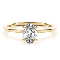 Margot oval diamond solitaire engagement ring in yellow gold, top view