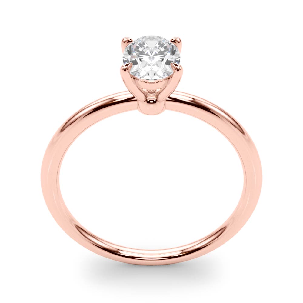Margot oval solitaire engagement ring in rose gold, upright view