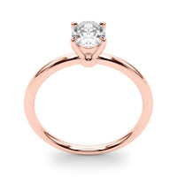 Margot oval solitaire engagement ring in rose gold, upright view