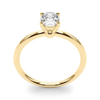 Margot oval solitaire engagement ring in yellow gold, upright view