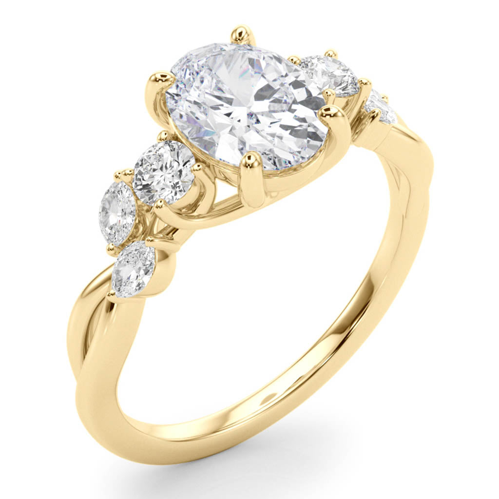 The Alma — Oval Lab Grown Diamond Engagement Ring with Side Stones — hand-finished lab grown engagement ring by Monroe Yorke Diamonds — view 5