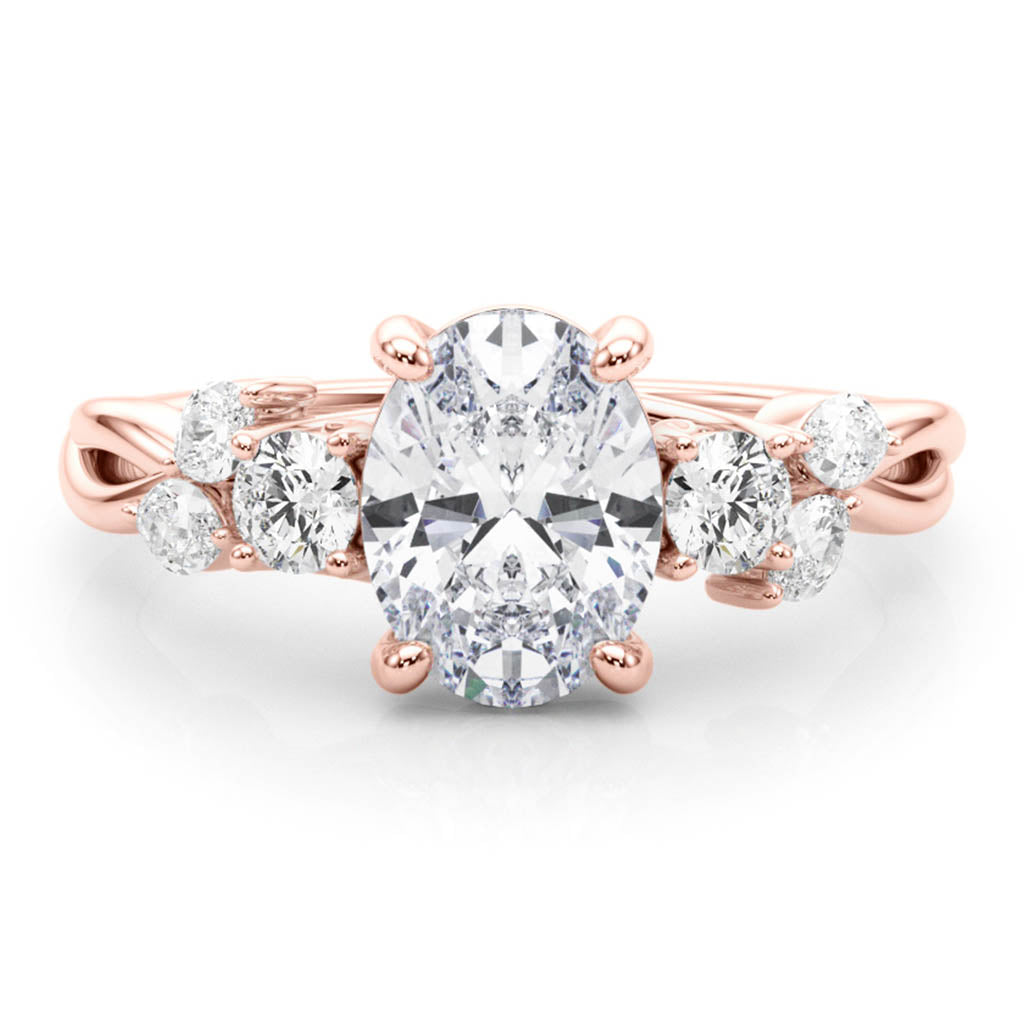 The Alma — Oval Lab Grown Diamond Engagement Ring with Side Stones — hand-finished lab grown engagement ring by Monroe Yorke Diamonds — view 7