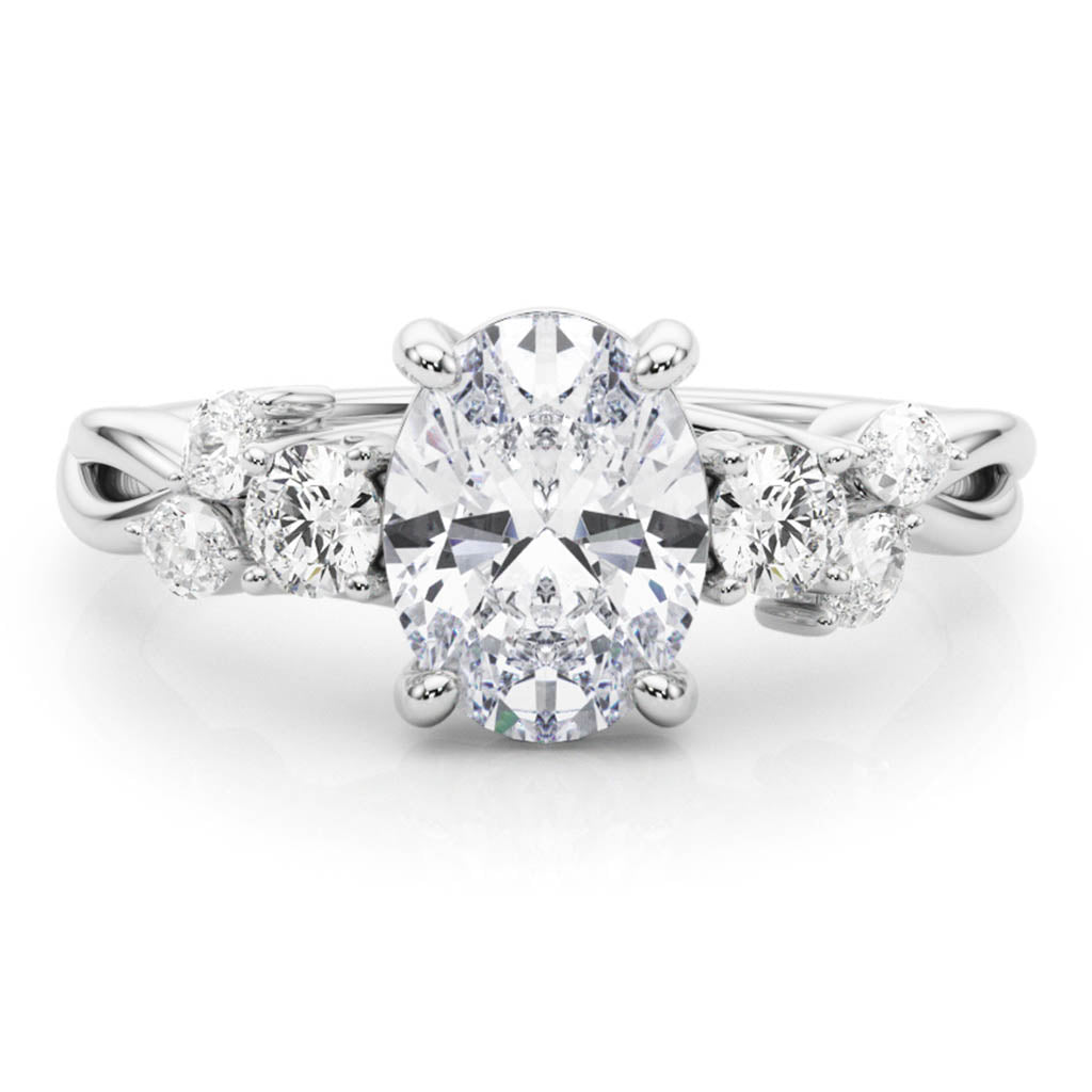 The Alma — Oval Lab Grown Diamond Engagement Ring with Side Stones — hand-finished lab grown engagement ring by Monroe Yorke Diamonds — view 11