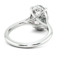 Angel oval diamond solitaire ring setting in white gold, underside showing the split shank