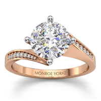 Arbella round brilliant diamond engagement ring in 18ct rose gold, angled view