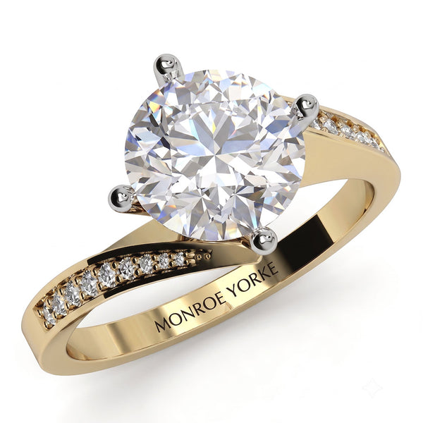 Arbella round brilliant diamond engagement ring in 18ct yellow gold, top view