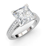 2 centre princess cut diamond, lab grown diamond engagement ring.  Also available with a 3.0 carat centre princess cut diamond. 