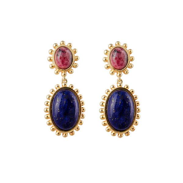 Grazia - Rhodonite and Lapis Lazuli Earrings - Monroe Yorke Diamonds
