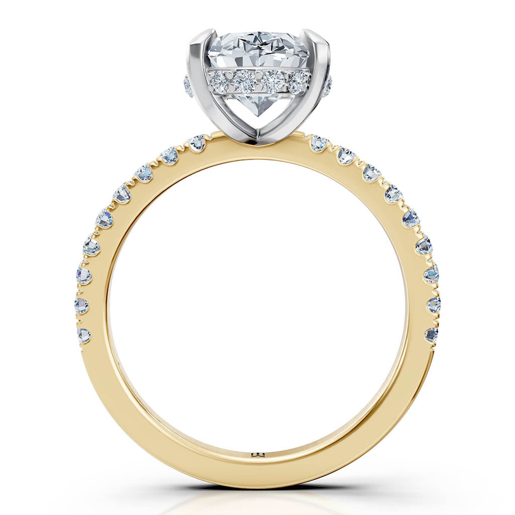 Bella — Oval Cut Lab Grown Diamond Hidden Halo Engagement Ring — hand-finished lab grown engagement ring by Monroe Yorke Diamonds — view 6