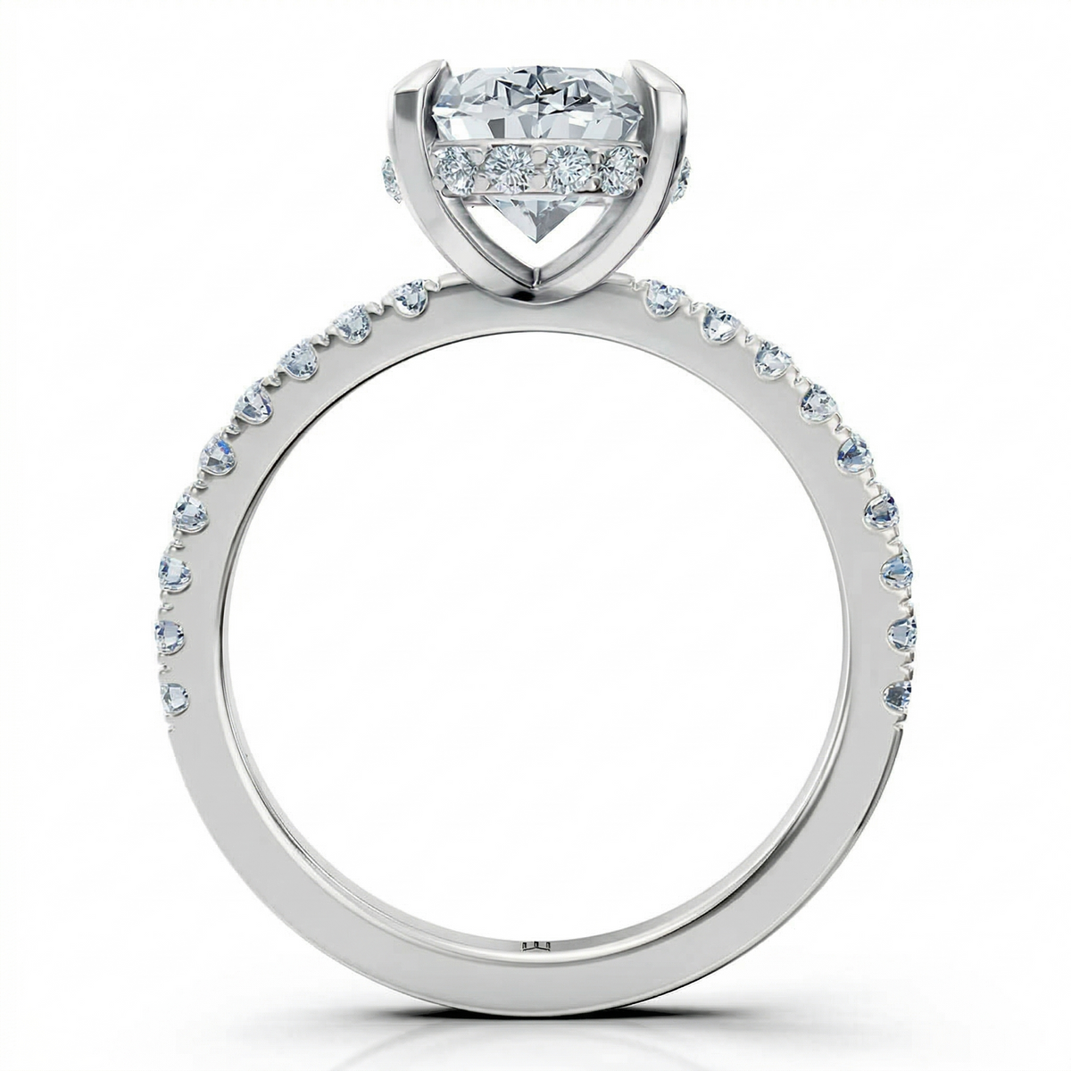 Bella — Oval Cut Lab Grown Diamond Hidden Halo Engagement Ring — hand-finished lab grown engagement ring by Monroe Yorke Diamonds — view 11
