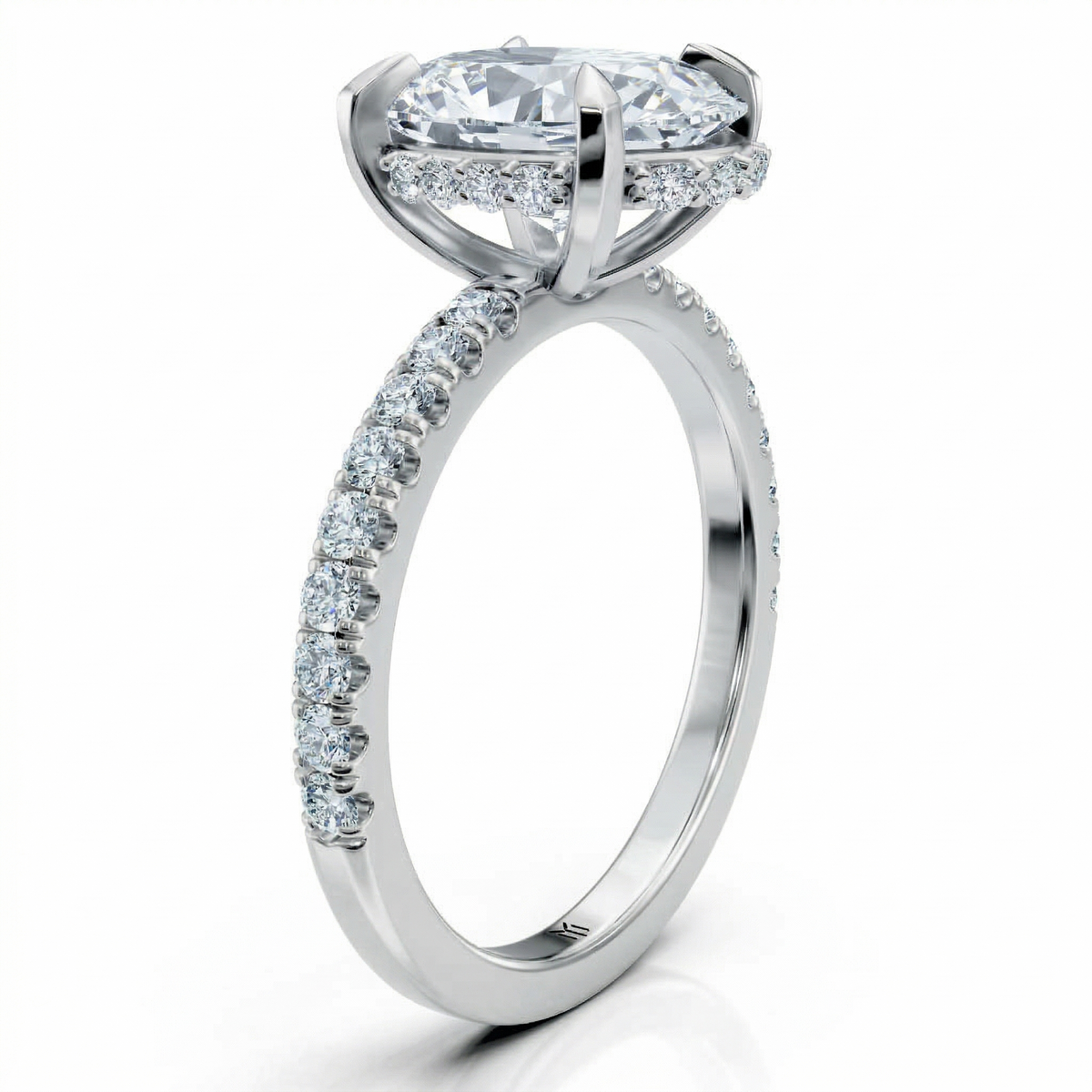 Bella — Oval Cut Lab Grown Diamond Hidden Halo Engagement Ring — hand-finished lab grown engagement ring by Monroe Yorke Diamonds — view 9