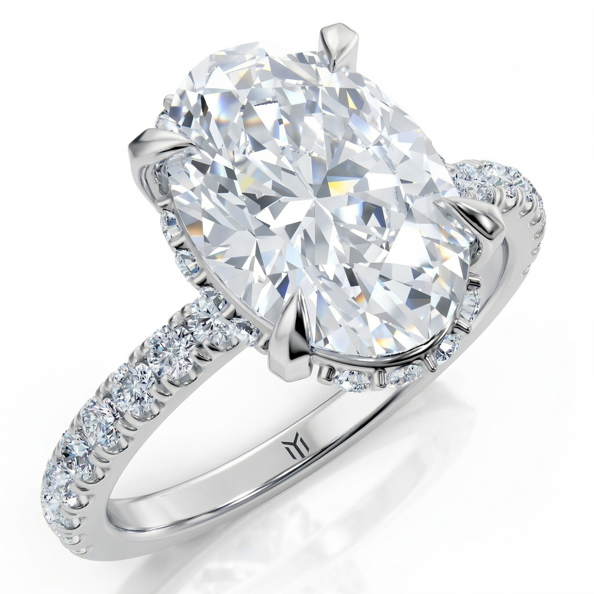 Bella — Oval Cut Lab Grown Diamond Hidden Halo Engagement Ring — hand-finished lab grown engagement ring by Monroe Yorke Diamonds — view 7