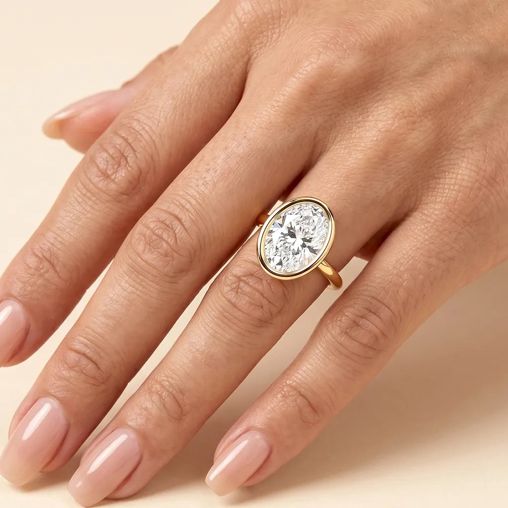 Briar — Oval Bezel Lab Grown Diamond Engagement Ring — hand-finished lab grown engagement ring by Monroe Yorke Diamonds — view 2