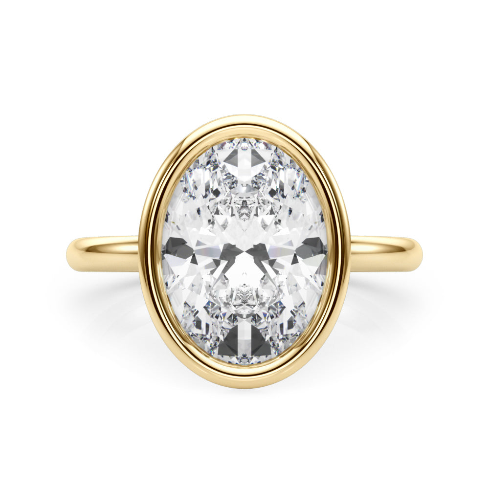 Briar — Oval Bezel Yellow Gold Diamond Engagement Ring, side view — view 3