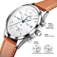 Heritage Chronograph Watch — Arctic White & Tan thumbnail 3