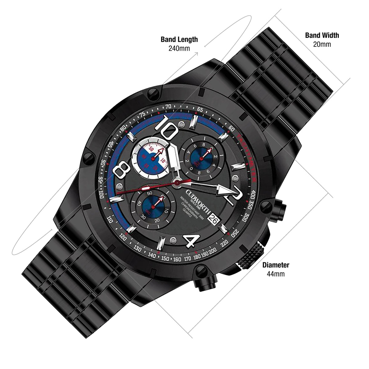 Velocity Chronograph Black Steel — detail, view 5
