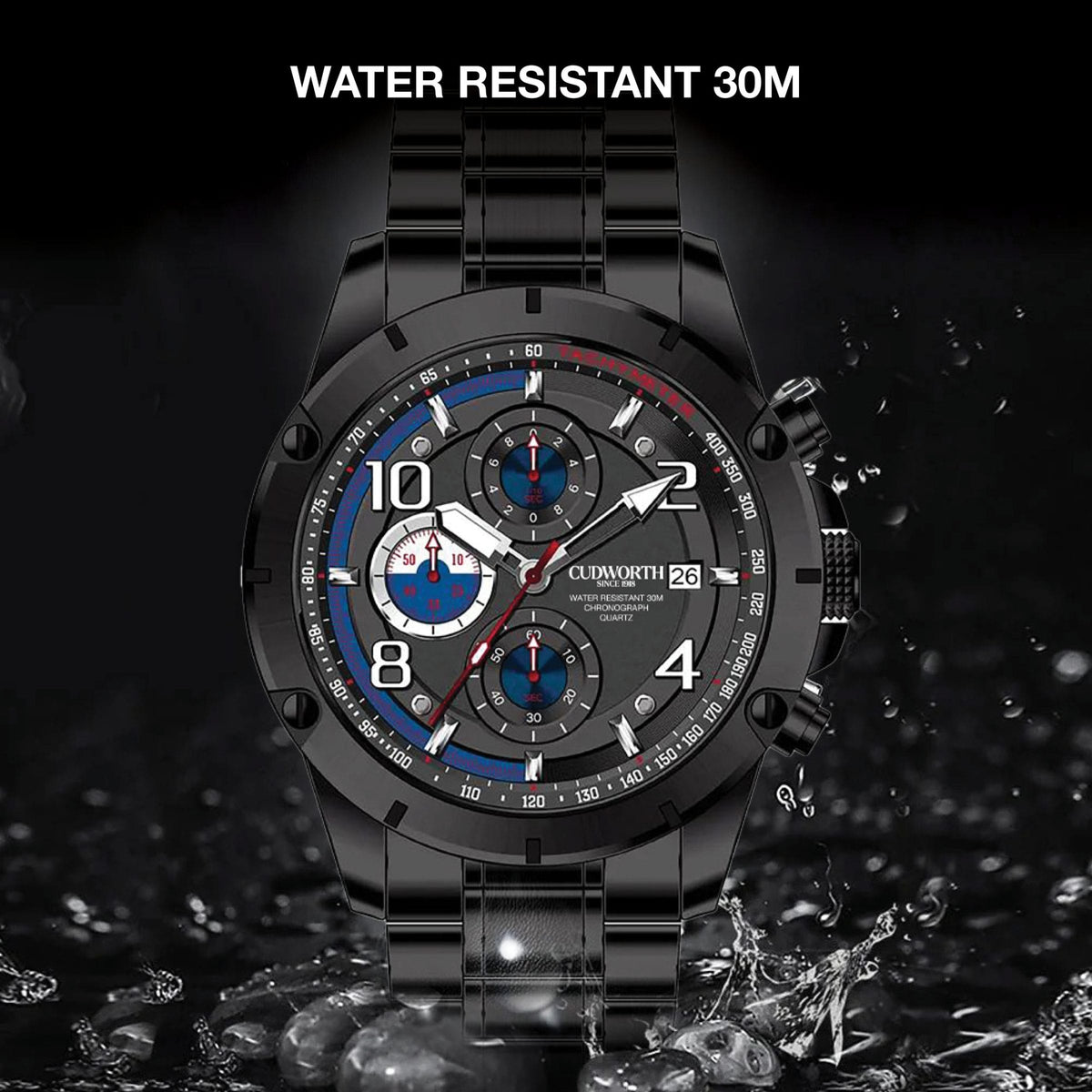 Velocity Chronograph Black Steel — strap detail, view 6