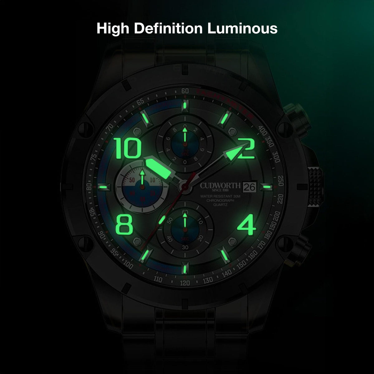 Velocity Chronograph Black Steel — dial close-up, view 7