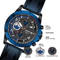 Velocity Chronograph Watch — Blue Black & Silicone thumbnail 3