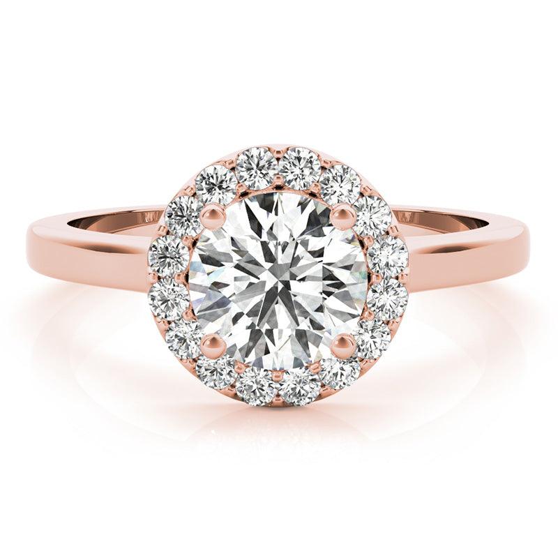 Callie diamond halo engagement ring in 18ct rose gold, top view