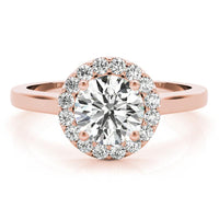 Callie diamond halo engagement ring in 18ct rose gold, top view