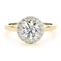 Callie diamond halo engagement ring in 18ct yellow gold, top view