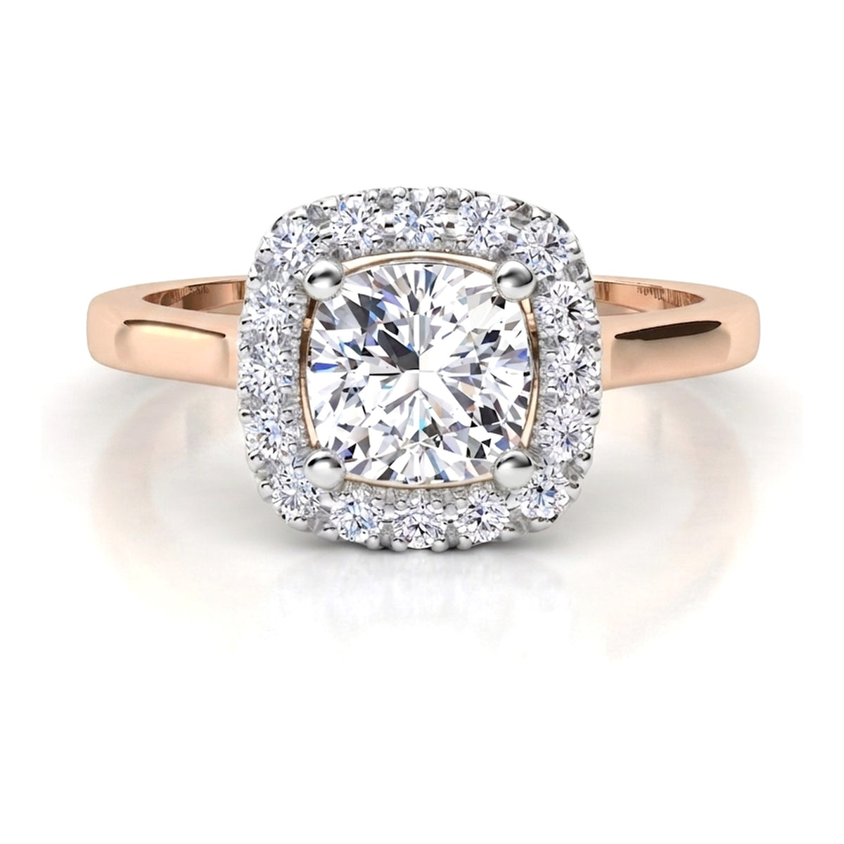 Carina – Cushion Cut Diamond Halo Engagement Ring in Gold