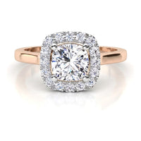 Carina – Cushion Cut Diamond Halo Engagement Ring in Gold