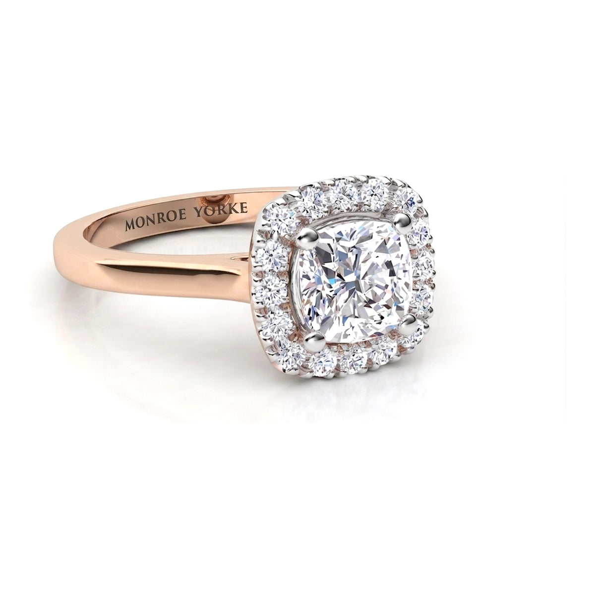 Carina – Cushion Cut Diamond Halo Engagement Ring in Gold