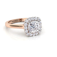 Carina – Cushion Cut Diamond Halo Engagement Ring in Gold