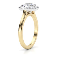 Carina – Cushion Cut Diamond Halo Engagement Ring in Gold