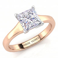 Chester -  princess-cut diamond engagement ring in rose gold with a polished band.