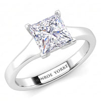 Chester - Princess cut solitaire diamond engagement ring.  Centre GIA certified princess cut diamond in a V claw setting. white gold or platinum