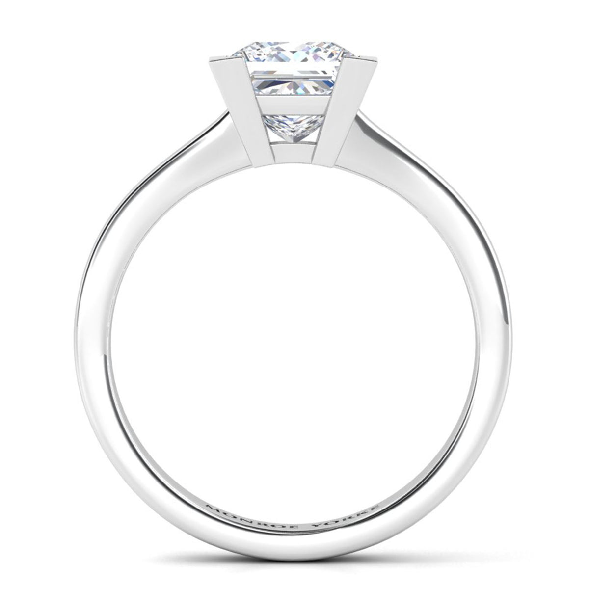 Chester white gold, side view showing centre setting. 