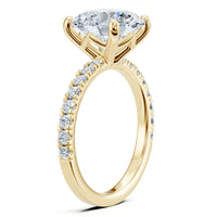 Clover diamond engagement ring in all yellow gold, side view