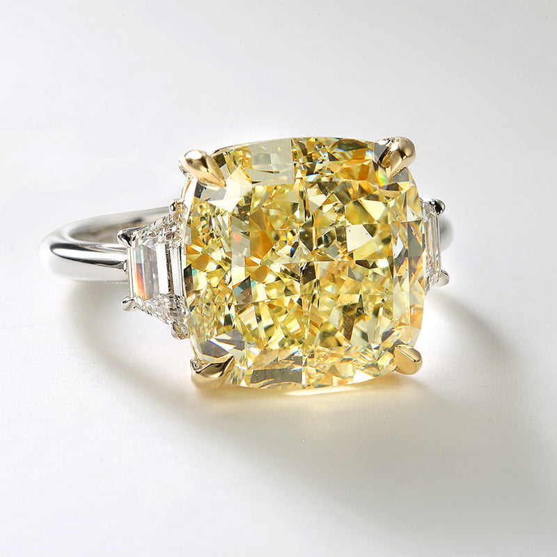 Cushion Cut Diamond Ring - Yellow Diamond