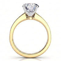 Danae engagement ring in yellow gold, second side view of the pave-set shoulders.