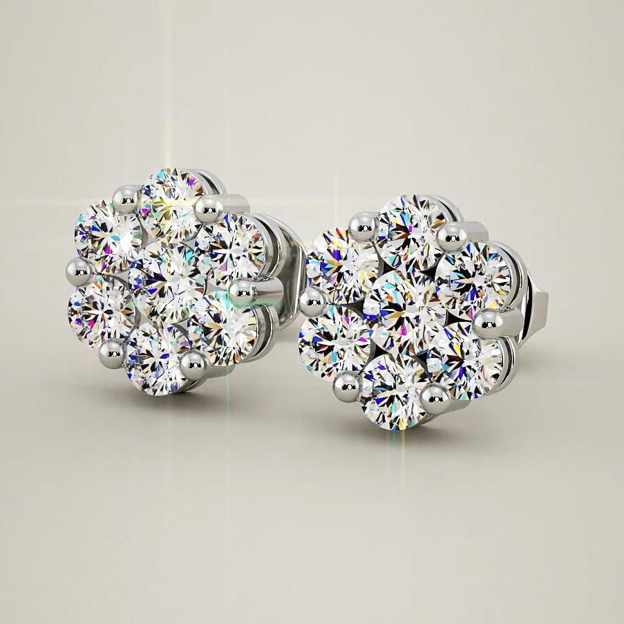 Demi - Diamond Cluster Earrings. Total 1.50 Carats - Monroe Yorke Diamonds
