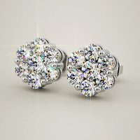Demi - Diamond Cluster Earrings. Total 1.50 Carats thumbnail 2